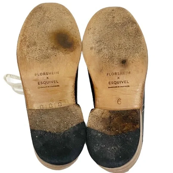 FLORSHEIM x ESQUIVEL Black Leather Oxford Shoes 6 $600